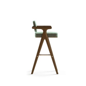 Luxury Modern Design Restaurant Furniture Customized <strong>Bar</strong> Chair <strong>Upholstered</strong> High <strong>Bar</strong> <strong>Stool</strong> with <strong>Back</strong> - Product Image 3