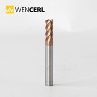 WENCERL Fraise à queue en carbure monobloc HRC60, diamètre de queue 10mm, revêtement, 4 cannelures, hélice 45°, pour usinage CNC