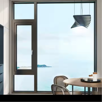Ventanas Abatibles de Diseño Moderno, Eficiencia Energética, Insonorizadas, con Doble Vidrio Templado, Aisladas, de Aleación de Aluminio para Viviendas