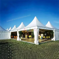 6x6m belle tente de chapiteau en aluminium de haute qualité tente de fête d'événement tente de pagode extérieure à crête élevée avec panneaux latéraux amovibles