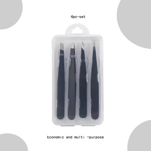 Pince à épiler noire en acier inoxydable, anti-corrosion, à pointe inclinée et pointue, antistatique, pour l'épilation et le modelage des sourcils - Product Image 4