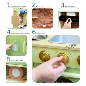 Set di Giocattoli Cucina in Legno Verde per Bambini, Gioco Educativo di Cucina, Giocattolo Interattivo Genitore-Figlio per lo Sviluppo Mentale - Product Image 4
