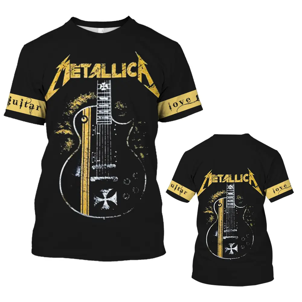 Hot Selling Herren Gitarren kunst 3D gedruckt Kurzarm T-Shirt Paar T-Shirt
