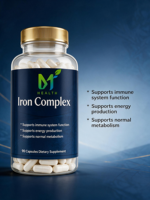 Complément Alimentaire OEM Iron Complex 90 Capsules, Soutient la Fonction du Système Immunitaire, Favorise la Production d'Énergie