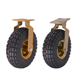 8 Inch ChengShin Pneumatic Caster Wheel Rubber Tire Wheel Black Wheel <strong>Flat</strong> Universal Casters - Product Image 1