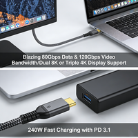 Kabel Thunderbolt 5 Berkualitas Tinggi 5m Bersertifikasi Intel dan Kabel Thunderbolt 5 Tipe C ke Tipe C Kompatibel dengan MacBook Pro/Air