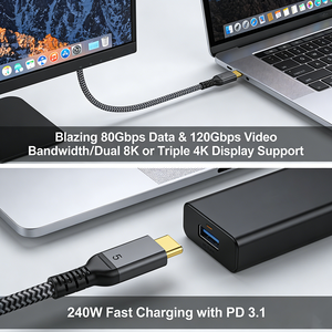 Cable Thunderbolt 5 de Alta Calidad de 5 m, Certificado por Intel y Cable Thunderbolt 5 Tipo <span class=keywords><strong>C</strong></span> a Tipo <span class=keywords><strong>C</strong></span> Compatible con MacBook Pro/Air - Product Image 3