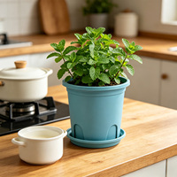 Pot de fleurs rond en plastique vert durable pour la décoration de jardin, idéal pour le contrôle des racines des plantes et la culture des roses (type gallon)