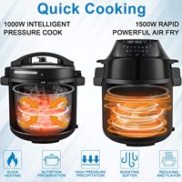Cuisinière électrique multifonction et friteuse à air avec double couvercle, fonction mijoteuse, écran tactile numérique, capacité 6L, 18 programmes GTAP06-A