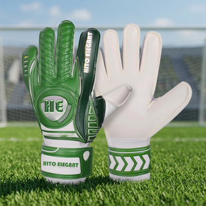 Guantes de Portero de Fútbol Elásticos de Látex Alemán con Diseño Personalizado Blanco y Verde, Corte Negativo, con Látex Alemán de 4 mm con Relieve - Product Image 6