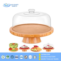 Grand présentoir à gâteau multifonctionnel en bambou de qualité supérieure avec couvercle et dôme à gâteau