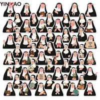 Autocollants en vinyle personnalisés de nonnes de dessins animés religieux, découpés, pour la foi chrétienne catholique, pour journalisation, scrapbooking, logo personnalisé