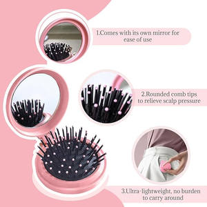 <span class=keywords><strong>Brosse</strong></span> à cheveux pliable multicolore de voyage avec miroir, OEM, haute qualité et best-seller - Product Image 5