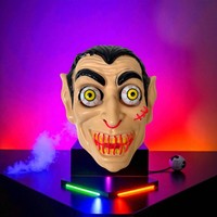 Masque intégral en plastique effrayant pour fête d'Halloween, style classique vampire zombie, imprimé en typographie, pour déguisement cosplay