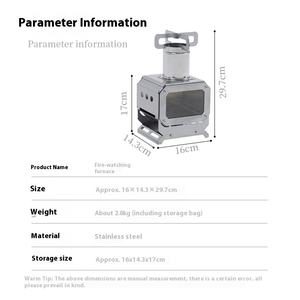 SOLOMAN fornello da campeggio portatile in acciaio inossidabile per legna da ardere facile da trasportare pieghevole facilmente pulito per cucinare da tè all'aperto - Product Image 4