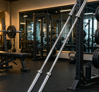 Barre d'haltères pour musculation, finition chromée, poignée moletée, barre droite pour la musculation à domicile, équipement d'entraînement de musculation