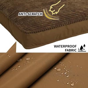 Coussin carré en velours côtelé pour animaux de compagnie avec housse amovible pour chiens et chats, tapis de sol confortable rembourré en fibres, utilisation dans le salon - Product Image 3