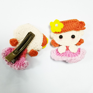 Barrettes à <span class=keywords><strong>cheveux</strong></span> princesse de dessin animé faites à la main Lovey, pinces à <span class=keywords><strong>cheveux</strong></span> BB en laine pour filles, clips au crochet pour enfants - Product Image 6