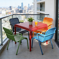 Ensemble de table et de chaises de salle à manger d'extérieur en aluminium moderne, meubles de jardin, ensemble de salle à manger en métal pour usage commercial en extérieur