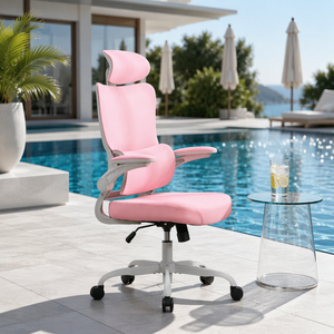 <span class=keywords><strong>Chaise</strong></span> élévatrice ergonomique de jeu pivotante rose moderne <span class=keywords><strong>Design</strong></span> en maille à la mode pour les filles, le bureau et la maison. - Product Image 4