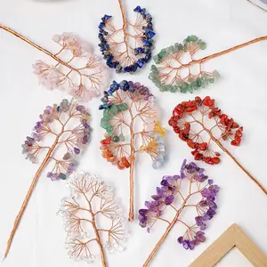 Wholesale Natural Healing Crystal Raw Stone Gravel Flower Tree Head Handmade Tree Of Life Accessories