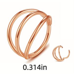 Anillo de Nariz Triple <span class=keywords><strong>Aro</strong></span> de Acero Quirúrgico 316L, Piercing de Concha, Daith, Hélix, Rook, Tragus, Joyería para <span class=keywords><strong>Labio</strong></span> y Oreja para Mujeres y Hombres - Product Image 5