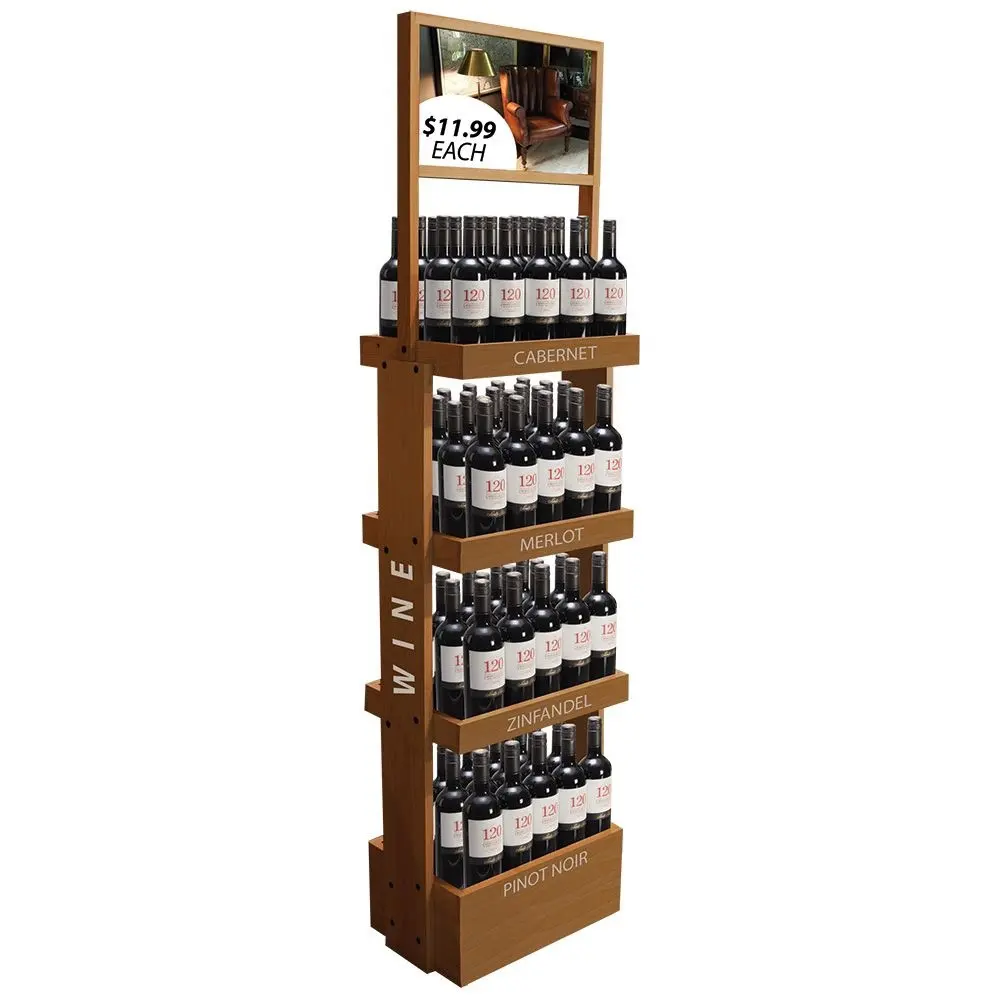Rak display kayu kustom untuk penjualan langsung oleh produsen, rak promosi supermarket