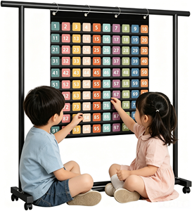 Tabla de Bolsillos Educativa de Poliéster 420D para Contar de 1 a 100, con 100 Bolsillos y Tarjetas Numéricas Boho para Uso en el Aula o Educación en Casa - Product Image 6