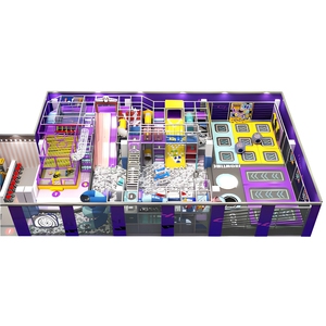 Aire de jeux intérieure tendance sur le thème violet avec trampoline, toboggan et parcours d'obstacles interactif pour centre de divertissement pour enfants - Product Image 1