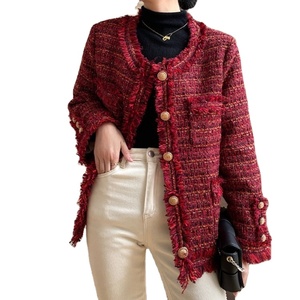 Fashion Christmas Red <strong>White</strong> Eiderdown Down <strong>Jacket</strong> Women's Winter 2022 New Loose Coat French <strong>Tweed</strong> Sweet <strong>Jacket</strong> - Product Image 2