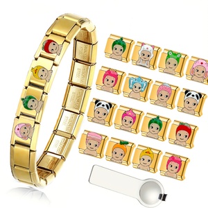 Abalorio Impermeable Chapado en Oro de Acero Inoxidable con Figuras de Frutas, Bebés, Animales y Dibujos Animados Italianos para Pulseras y Collares DIY - Product Image 1