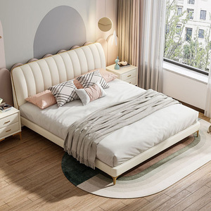Letti Moderni in Legno per Bambini, Design con Contenitore, <span class=keywords><strong>Letto</strong></span> Matrimoniale in Pelle per Set di Arredamento <span class=keywords><strong>Cameretta</strong></span> - Product Image 1