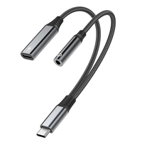 Câble convertisseur audio numérique 2-en-1 Type C 60W vers adaptateur casque auxiliaire 3,5 mm avec charge et répartiteur microphone/haut-parleur