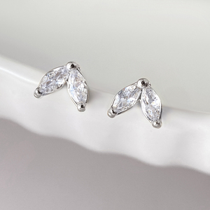 Minimalist Korean <b>Earrings</b> Jewelry 18K Gold Plated Dainty V Shape Zircon <b>Studs</b> <b>Earrings</b> for Women - Product Image 2