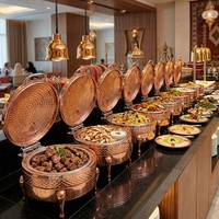 Matériel de restauration XINGPAI, chauffe-plats de luxe en acier inoxydable, rond, or rose, martelé, pour buffet