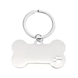 Plaques d'identification personnalisables pour animaux de compagnie (chats et chiens) en acier inoxydable vierges, pendentifs en forme d'os, porte-clés, souvenirs et chaînes - Product Image 2