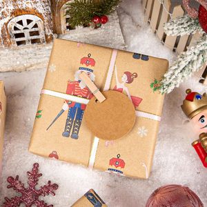 Papier d'emballage de Noël Burymento, design Casse-Noisette, en papier kraft, 17 pouces x 32,8 pieds, mini rouleau pour emballer les cadeaux de Noël - Product Image 6