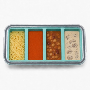 Boîte à bento moderne minimaliste en silicone, très vendue, 4 compartiments, avec marquages ML intégrés, pour le stockage quotidien des aliments des adultes - Product Image 3
