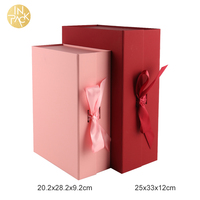 Boîtes cadeaux pliantes magnétiques de luxe rose doux pour la Saint-Valentin, emballages pour bouteilles de vin en gros, boîtes d'expédition avec ruban