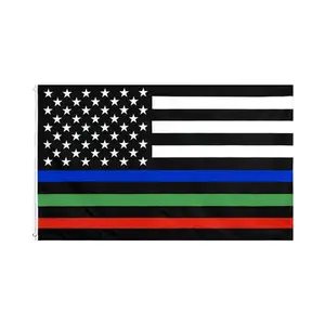 סיטונאי 3*5 ft פוליאסטר אמריקאי דק כחול אדום ירוק קו דגל טריקולור פסים באנר דגל לאומי אירועים