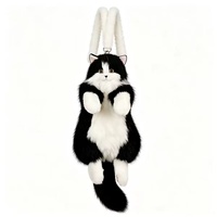 Sac à dos en peluche longue et réaliste en forme de chat Ragdoll, animal en peluche mignon et moelleux, cadeau d'anniversaire pour l'école, les voyages et l'usage quotidien