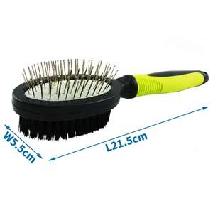 Double-sided pet <b>comb</b> with soft and hard bristles, ideal for untangling knots and removing loose hair. - Product Image 1