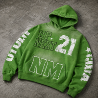 Sweat à capuche homme personnalisé avec logo, strass, style streetwear oversize, imprimé graphique, épaules tombantes, effet délavé vintage, Y2K
