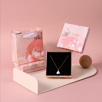 Boîte d'emballage pour bijoux en carton, carrée/rectangulaire, motif floral rose irrégulier, tendance, pour bracelet, boucles d'oreilles, bague, pendentif