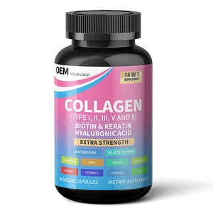 Cápsulas de Colágeno OEM para Mujeres, Complejo de Colágeno Múltiple con Vitamina C, Biotina y Queratina, para el Crecimiento de Piel, Cabello y Uñas - Product Image 1