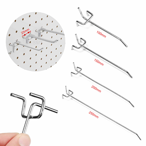 Crochet de présentation robuste en fil chromé pour panneau perforé Volcano, avec porte-étiquette, pas de 41 mm, pour gondole standard australienne - Product Image 5