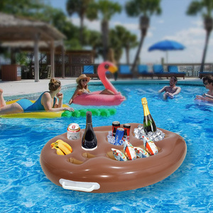 Plateau porte-gobelet flottant gonflable <span class=keywords><strong>en</strong></span> PVC personnalisé plateau à boissons <span class=keywords><strong>en</strong></span> plastique poreux pour l'eau plage <span class=keywords><strong>piscine</strong></span> fournitures de fête de vacances - Product Image 3