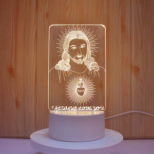 Lampe d'illusion 3D Notre-Dame, <span class=keywords><strong>veilleuse</strong></span> holographique, lumières LED chaudes, meilleur cadeau d'anniversaire, de fête des Mères chrétienne pour femmes religieuses et mamans - Product Image 1