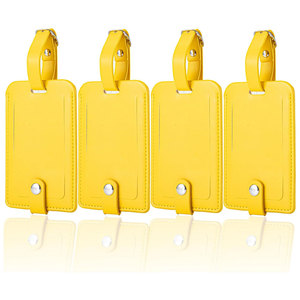 Étiquettes de bagages en cuir PU personnalisées avec porte-cartes, étiquettes de bagages en cuir véritable pour le voyage, personnalisables - Product Image 1