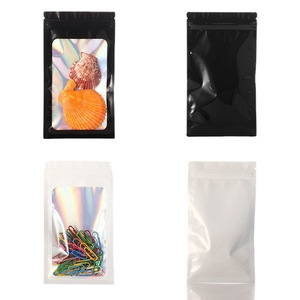 Sang trọng Holographic Mini Ziplock túi màu hồng óng ánh CPP nhựa rõ ràng cửa sổ cho đồ trang sức Bao bì nhỏ Pouch - Product Image 3